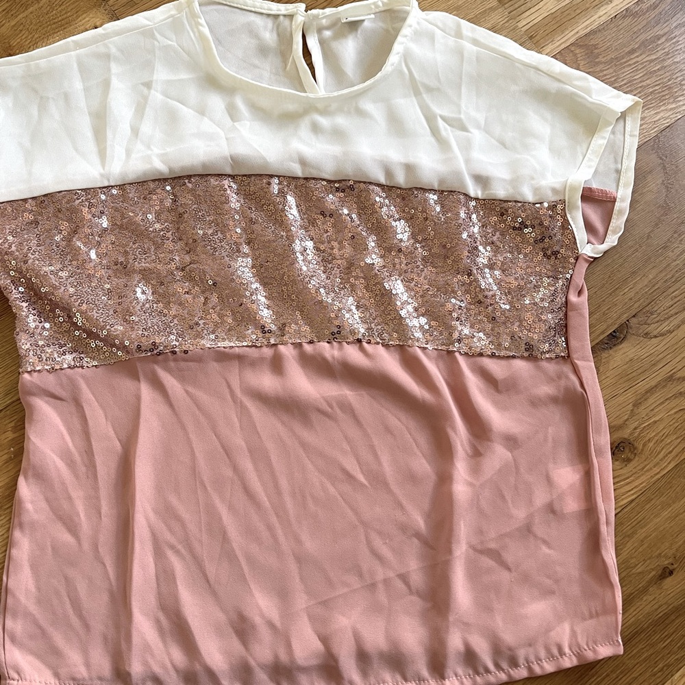 Girls sequin stripe blouse